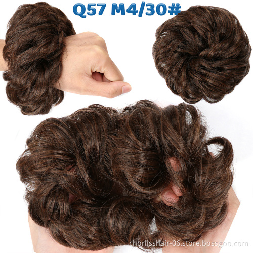 Wholesale Cheap Messy Curly Hairpieces For Women Hair Bun Elastic Scrunchie Chignon Updo Curly Synthetic Hair chignon